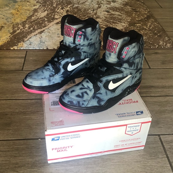 New W/O Box Nike Command Air Force Acid Wash Bleached Denim Retro High Tops - Picture 2 of 10